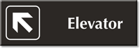 Elevator with Top Left Arrow Engraved Door Sign