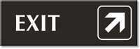 Exit with Top Right Arrow Engraved Door Sign