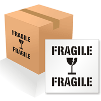 Fragile Floor Stencil with Broken Glass Symbol