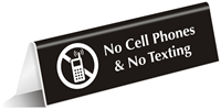 No Cell Phones & No Texting Engraved Sign