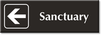 Sanctuary with Left Arrow Engraved Sign