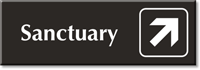 Sanctuary with Top Right Arrow Engraved Door Sign