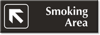Smoking Area with Top Left Arrow Engraved Sign