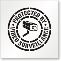 Protected By Video Surveillance Floor Stencil