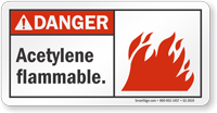 Acetylene Flammable ANSI Danger Sign