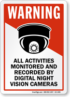 Activities Monitored By Night Vision Cameras Sign