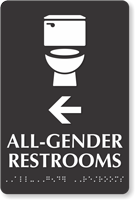 All Gender Restrooms Directional TactileTouch Braille Sign