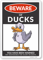 Funny Beware of Ducks Sign