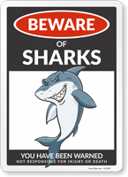 Funny Beware of Sharks Sign