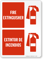 Bilingual Fire Extinguisher Extintor De Incendios Sign