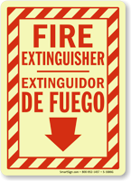 Bilingual Fire Extinguisher Extinguidor De Fuego Glow Sign