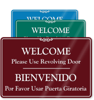 Bilingual Use Revolving Door Sign