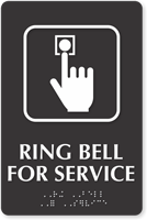 Ring Bell For Service Symbol TactileTouch™ Braille Sign