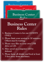 Business Center Rules Sign