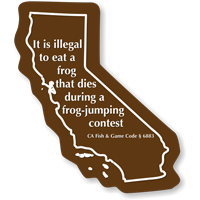 California Frog Safety Novelty Law Sign