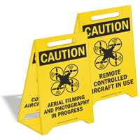 Caution Aerial Filming And Photography Drone Floor Sign