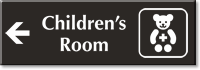Children's Room Engraved Sign Teddy Left Arrow Symbol