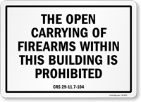 Colorado Firearms and Weapons Law Signs