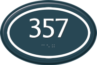 Custom Oval Shaped Room Number Sign with Border
