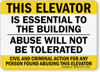 Elevator Is Essential To The Building Sign
