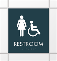 Restroom Sign with Female & Handicap Accessible Symbol
