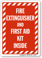 Fire Extinguisher and First Aid Kit Inside Sign