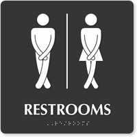Cross legged Unisex Bathroom Humor Sign