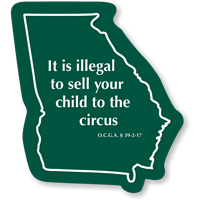 Georgia Children Safety Rules Novelty Law Sign