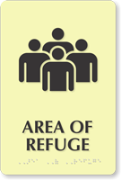 Glow Area Of Refuge Meeting Point Braille Sign