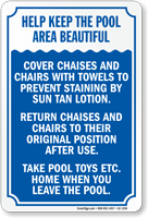 Help Keep Pool Area Beautiful Sign
