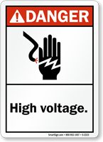 Danger (ANSI) High Voltage Sign