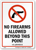 Indiana Firearms And Weapons Law Sign