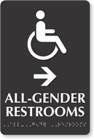 All Gender Restrooms Directional TactileTouch Braille Sign