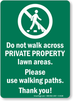 Keep Off Private Property Lawn Areas Sign