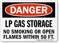 Danger LP Gas Storage No Smoking Sign