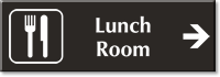 Lunch Room Engraved Sign with Right Arrow Symbol