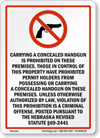 Nebraska Firearms And Weapons Law Sign