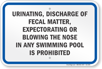 New York Urinating Pool Rule Sign