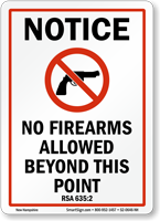 New Hampshire Firearms And Weapons Law Sign