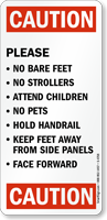 Caution No Bare Feet No Strollers Sign