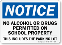 Notice No Drugs Permitted On School Property Sign