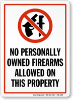 No Firearms Allowed On Property Sign