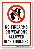 No Firearms Weapons Allowed Sign