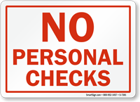 No Personal Checks Sign