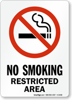 No Smoking Restricted Area (symbol) Sign