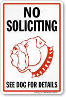No Soliciting Security Dog Sign