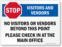 No Visitors Or Vendors Beyond This Point Sign