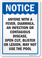 Notice Anyone With Fever May Not Use The Pool Sign