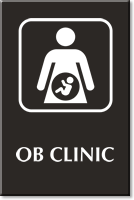 OB Clinic Engraved Sign Mother And Child Symbol