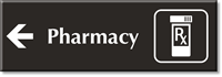 Pharmacy Engraved Sign Rx and Left Arrow Symbol